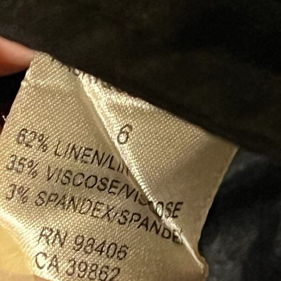 Theory Pants Women 6 Black Heather Linen Blend Teriana Straight Leg Pull On - Picture 4 of 6